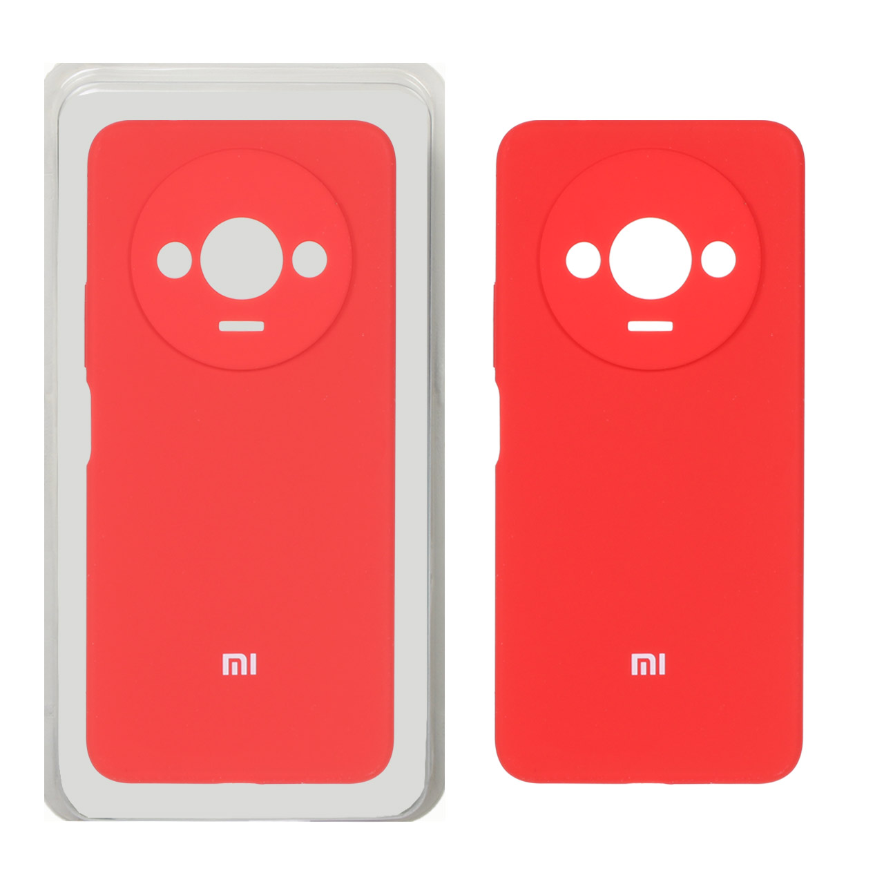 قاب سیلیکونی پاک کنی محافظ لنزدار اورجینال Xiaomi Redmi A3 / A3x / Poco C61 - قرمز (پک دار)